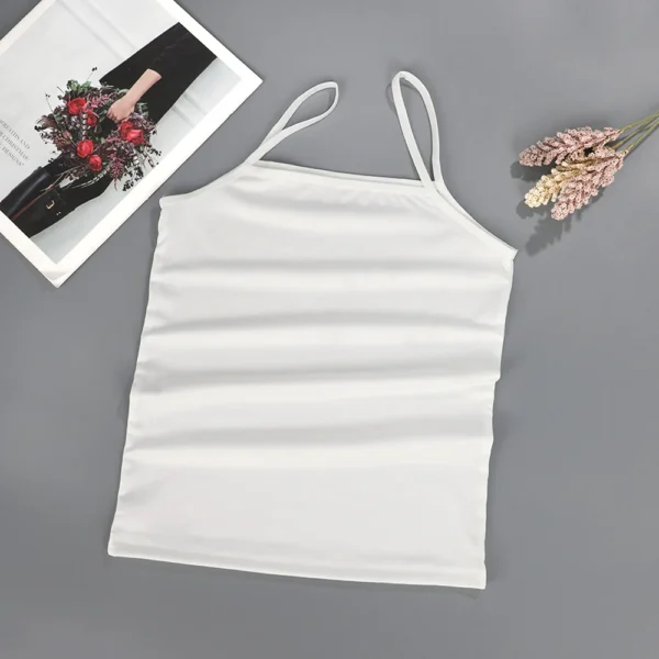 Summer Sexy Sling Camisoles Black White Tank Top Women Crop Tops Sleeveless T-Shirt Sport Vest Simple Solid Color Thin Camisole – Image 5
