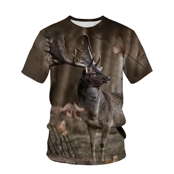 Nouveau t-shirt camouflage animalier 3D – Imprimé pour hommes, femmes et enfants – T-shirt oversize à manches courtes style Harajuku, parfait pour l'été et la chasse – Image 16