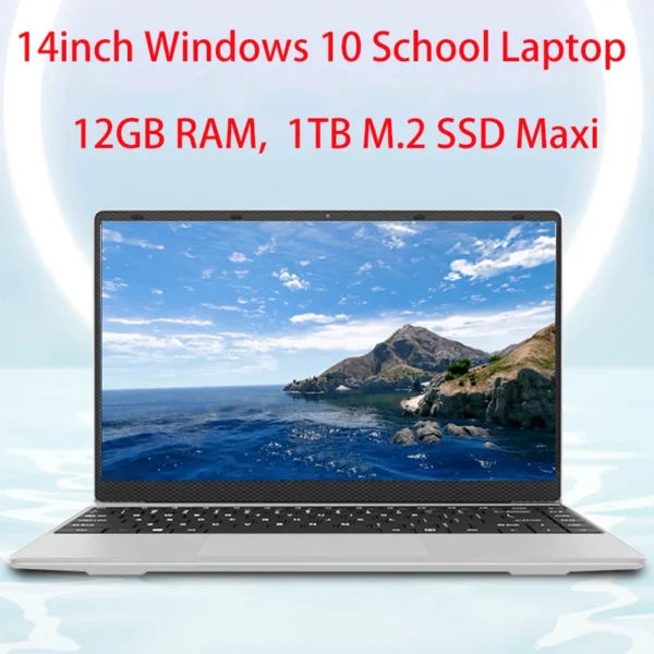 New 14 inch Slim Cheap Notebook Laptop 12GB RAM 1TB/512GB/256GB SSD Windows 10 Quad Core School Netbook Laptops – Image 2