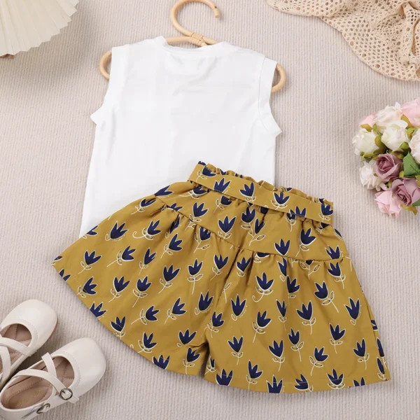 Ensemble vêtements fille Bear Leader – Nouvelle collection été, tenue décontractée 2 pièces : haut + pantalon – Mode enfant pour filles de 3 à 7 ans – Image 9