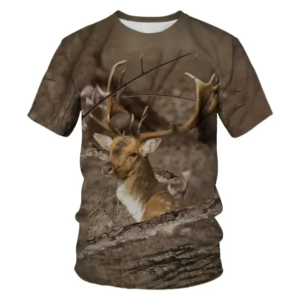 Nouveau t-shirt camouflage animalier 3D – Imprimé pour hommes, femmes et enfants – T-shirt oversize à manches courtes style Harajuku, parfait pour l'été et la chasse – Image 5