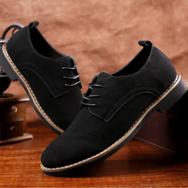 Chaussures homme en cuir suédé – Style Oxford décontracté et classique – Baskets confortables, chaussures habillées à semelle plate, grandes tailles disponibles – Image 3