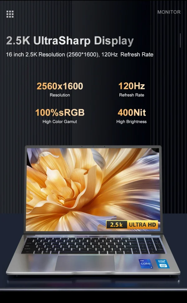 Laptop 16 inch 2.5K 120Hz Intel Core i9-12900HK WiFi 6 32GB RAM 1TB SSD Laptop Windows 11 pro Notebook Office Computer – Image 10