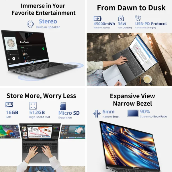 Teclast F17Plus 17.3 inch Laptop Intel N95 16GB RAM 512GB SSD Windows 11 Notebook 180° Flip Computer Backlit Keyboard mini-HDMI – Image 3