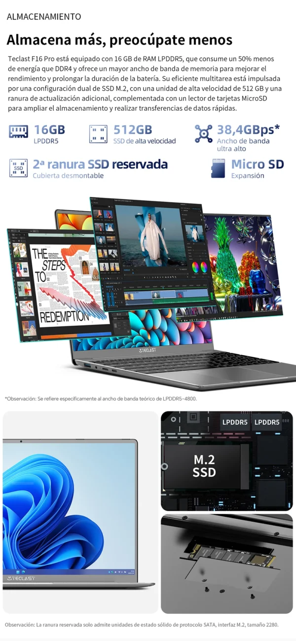 TECLAST F16Pro Laptop 15.6 inch, 16GB RAM 512GB SSD Computers, for Intel N95 CPU, IPS FHD 1080P Screen, WiFi 6, BT 5.0, USB3.2, Backlit Keyboard, 38000mWh – Image 14