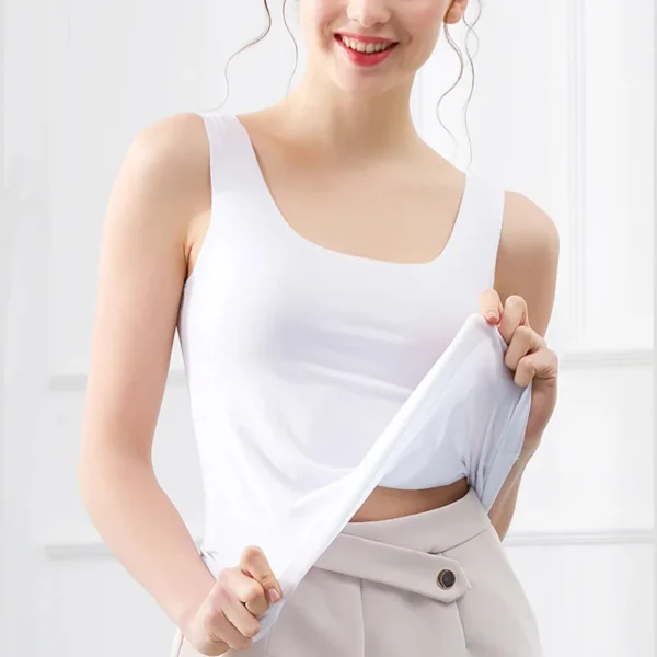 Women Summer Tight fit No trace Tanks Camis Vest Fashion Casual Sleeveless Ladies Street Tanks Tops Tees Hotsweet Bra B3192 – Image 2