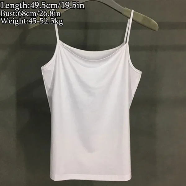 Summer Sexy Sling Camisoles Black White Tank Top Women Crop Tops Sleeveless T-Shirt Sport Vest Simple Solid Color Thin Camisole – Image 8