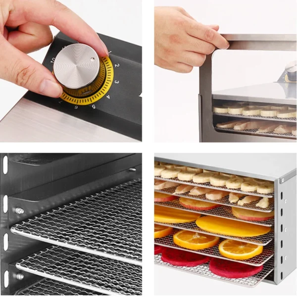 220V/110V 6 Layers Food Dehydrator Stainless Steel Fruit Vegetable Meat Beef Jerky Dryer Machine Snacks Dehydration Touch Panel – Image 8