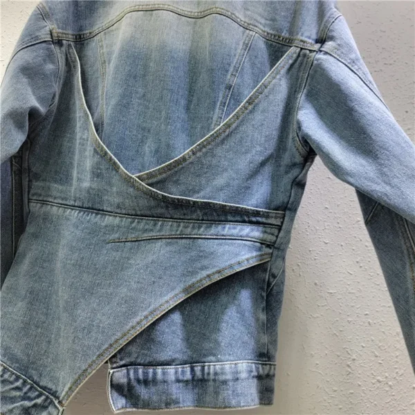 Solid Slimming Spliced Buttons Fashion Jackets for Women Lapel Long Sleeves Patchwork Folds High Street Coat Female New – Image 6