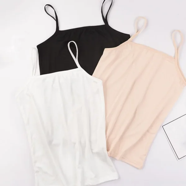 Summer Sexy Sling Camisoles Black White Tank Top Women Crop Tops Sleeveless T-Shirt Sport Vest Simple Solid Color Thin Camisole – Image 12