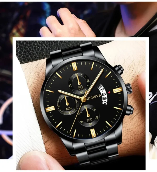 Fashion Men Black Stainless Steel Watch Luxury Calendar Quartz Wrist Watch Mens Business Watches for Man Clock Relogio Masculino – Image 15
