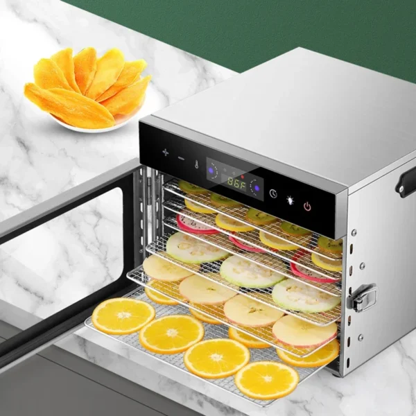 220V/110V 6 Layers Food Dehydrator Stainless Steel Fruit Vegetable Meat Beef Jerky Dryer Machine Snacks Dehydration Touch Panel – Image 2