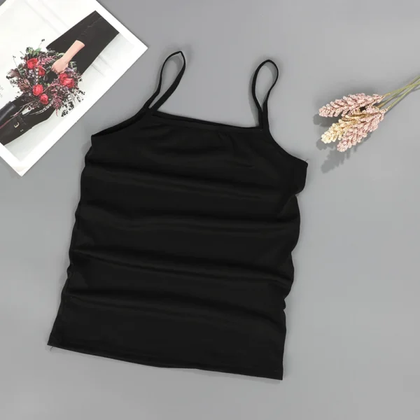 Summer Sexy Sling Camisoles Black White Tank Top Women Crop Tops Sleeveless T-Shirt Sport Vest Simple Solid Color Thin Camisole – Image 4