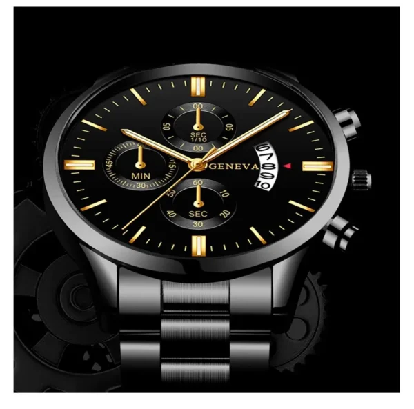 Fashion Men Black Stainless Steel Watch Luxury Calendar Quartz Wrist Watch Mens Business Watches for Man Clock Relogio Masculino – Image 19