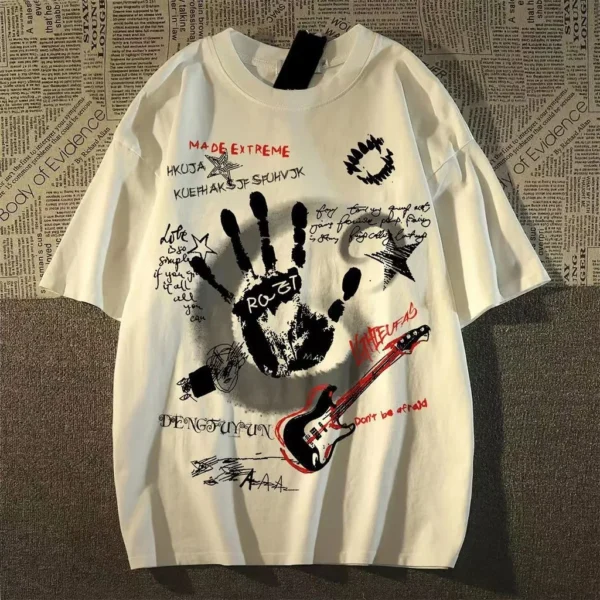 American Vintage Round Neck Short Sleeved T-shirt Men/Women Korean Inst Summer New Top – Image 4