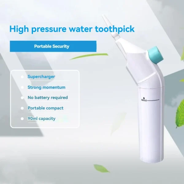 Irrigateur buccal haute pression portable – Nettoyeur dentaire à eau pour l’hygiène des dents – Brosse à eau manuelle pour un nettoyage efficace – Image 9