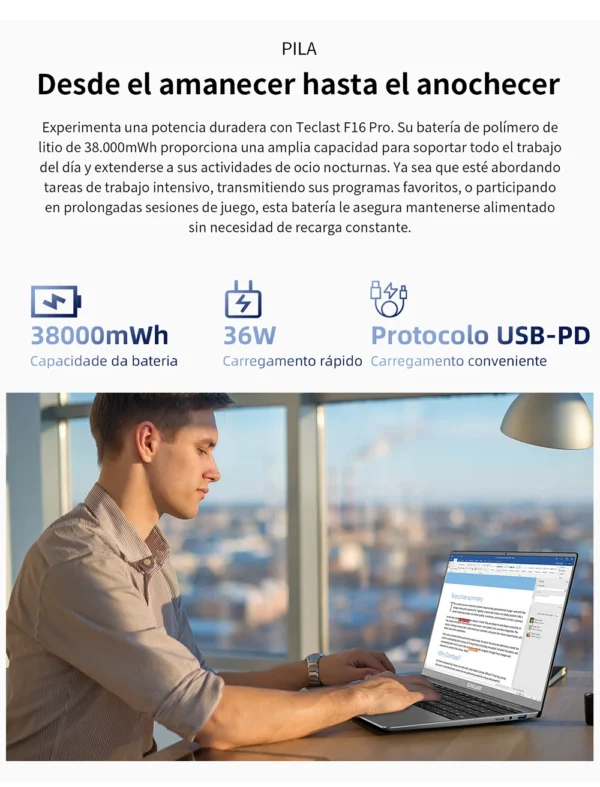 TECLAST F16Pro Laptop 15.6 inch, 16GB RAM 512GB SSD Computers, for Intel N95 CPU, IPS FHD 1080P Screen, WiFi 6, BT 5.0, USB3.2, Backlit Keyboard, 38000mWh – Image 23
