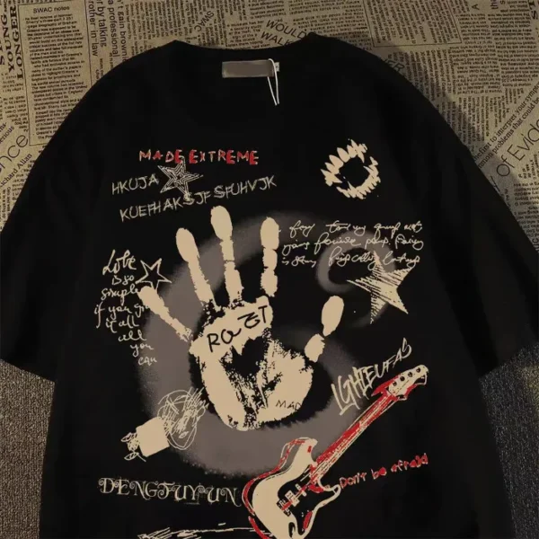 American Vintage Round Neck Short Sleeved T-shirt Men/Women Korean Inst Summer New Top – Image 6