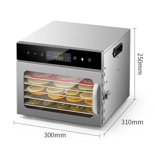 220V/110V 6 Layers Food Dehydrator Stainless Steel Fruit Vegetable Meat Beef Jerky Dryer Machine Snacks Dehydration Touch Panel – Image 12