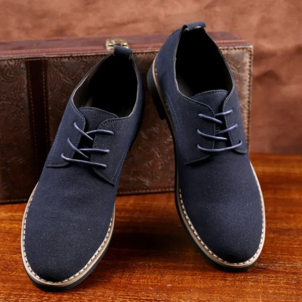 Chaussures homme en cuir suédé – Style Oxford décontracté et classique – Baskets confortables, chaussures habillées à semelle plate, grandes tailles disponibles – Image 4