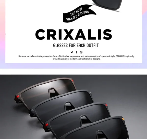 CRIXALIS Fashion Polarized Sunglasses For Men Square Oversized Anti Glare Driver Mirror Sun Glasses Women UV400 Goggles Male – Image 33